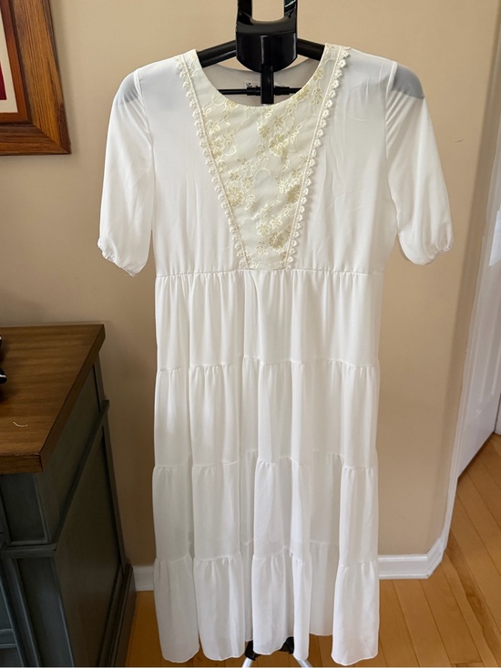 korean boutique Dresses & Skirts - NWT White Cottagecore Boho Tiered Lace Trim Dress XL Romantic